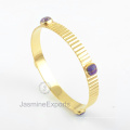 925 Prata Bangles, 18k Gold Copper Purple Turquoise Gemstone Bangle Jóias para Mulheres